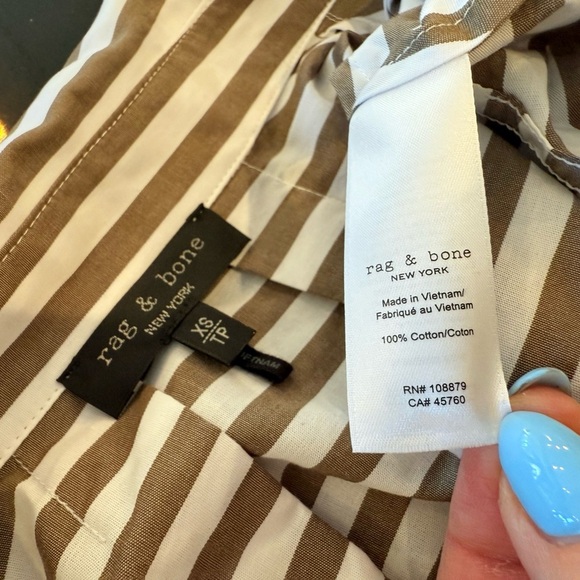 rag & bone Oversized Tan and White Striped Button Down Shirt NWOT - Picture 9 of 11